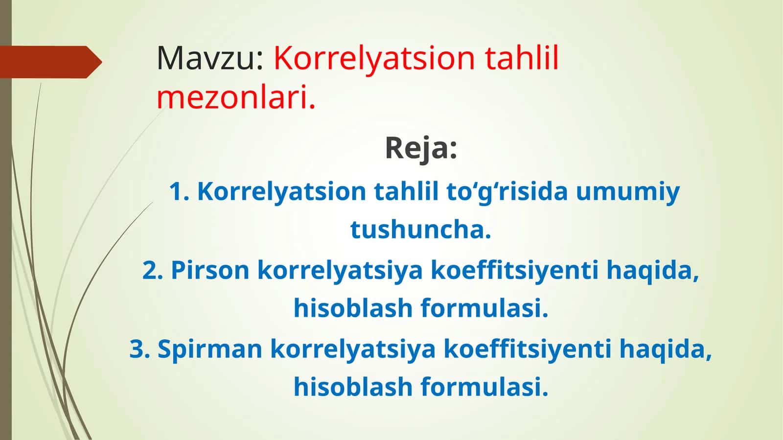Korrelyatsion tahlil mezonlari 1