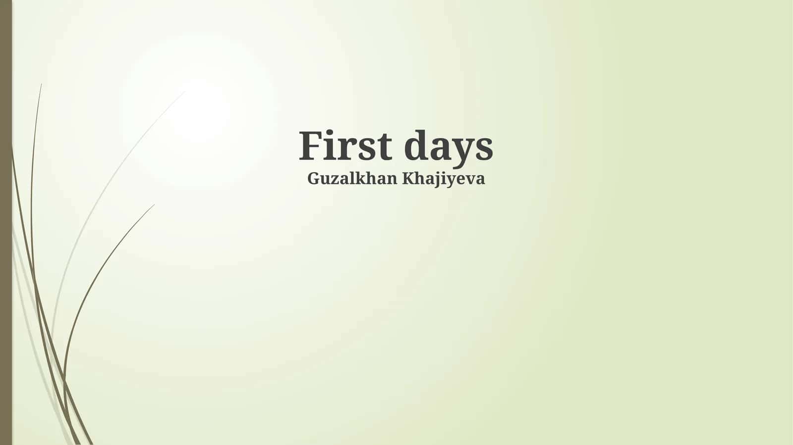 First days 1