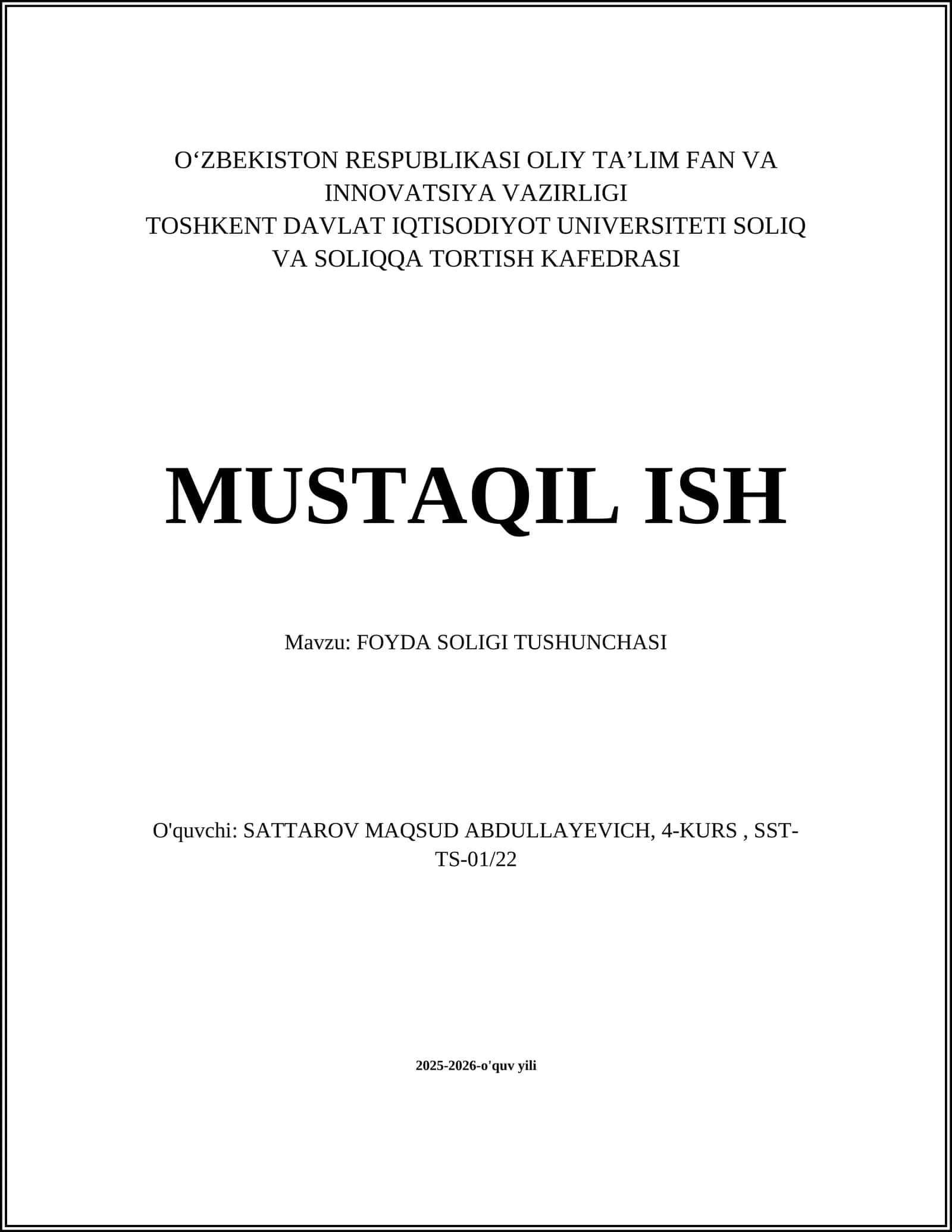 FOYDA SOLIGI TUSHUNCHASI 1
