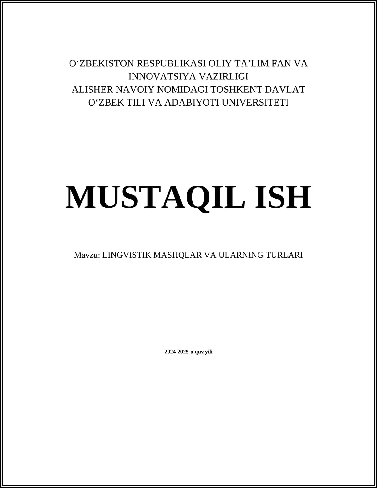 LINGVISTIK MASHQLAR VA ULARNING TURLARI 1