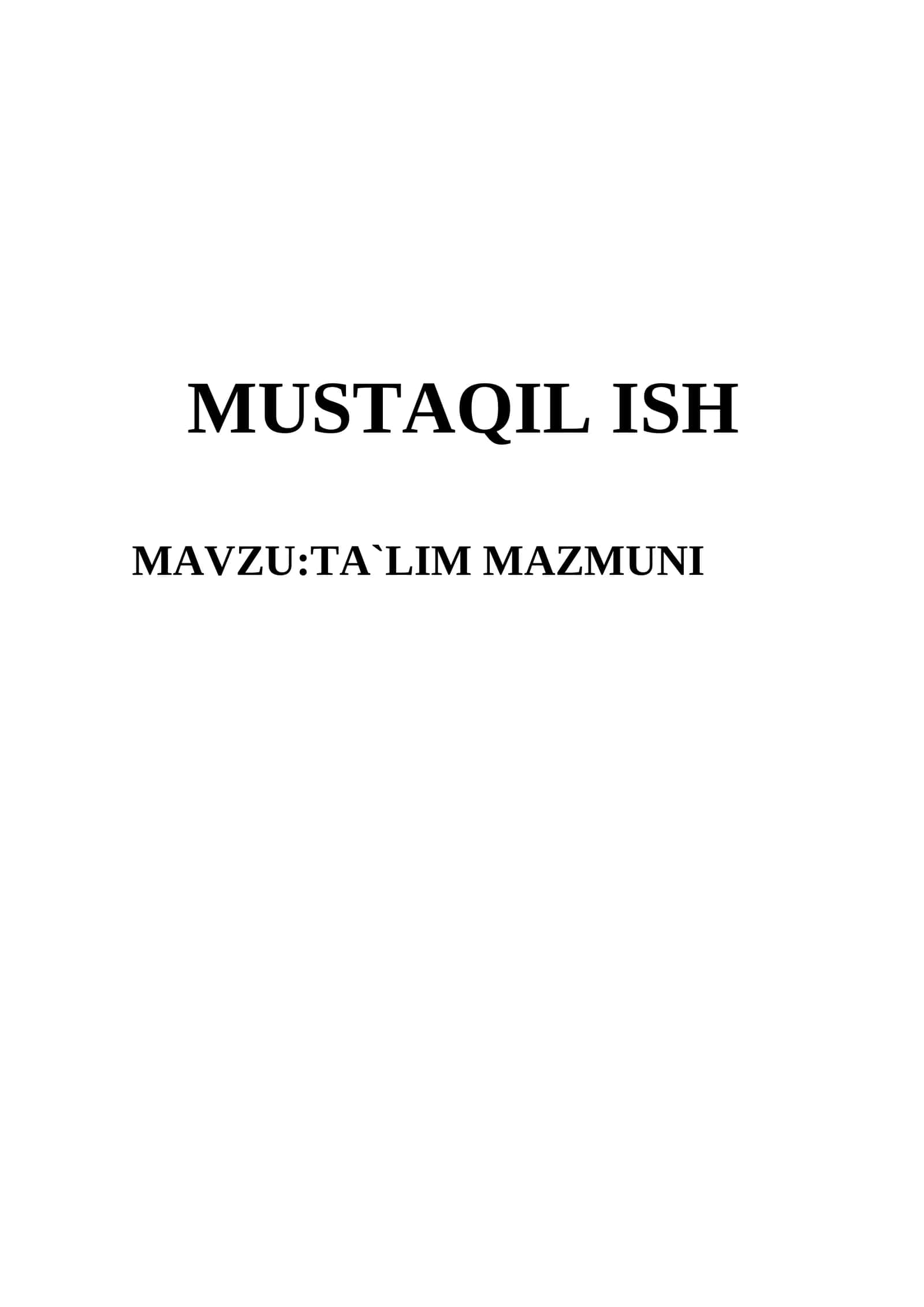 Ta`lim mazmuni 1
