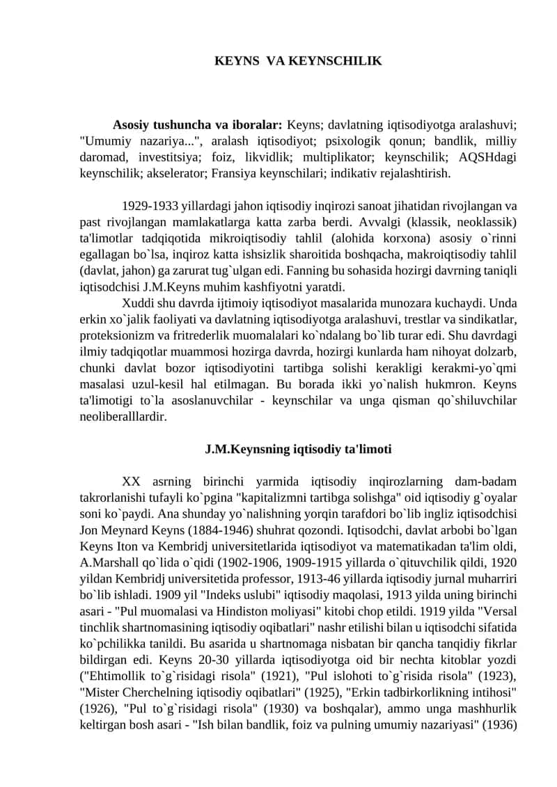 KEYNS VA KEYNSCHILIK 1