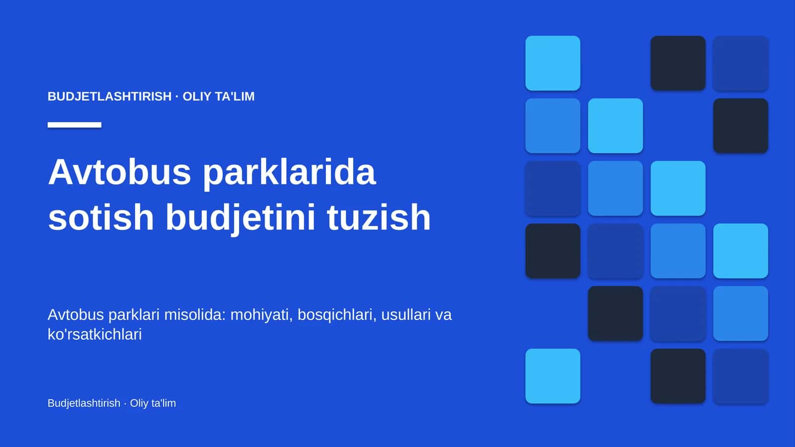 Avtobus parklarida sotish budjetini tuzish 1