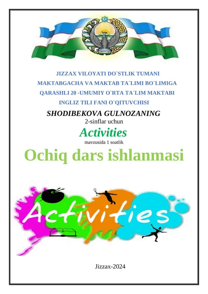 Activities for 2nd grade English class 1