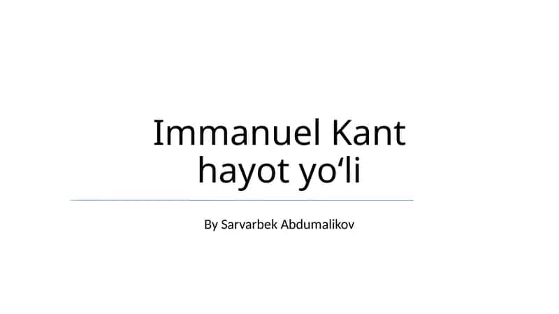 Immanuel Kant hayot yoʻli 1