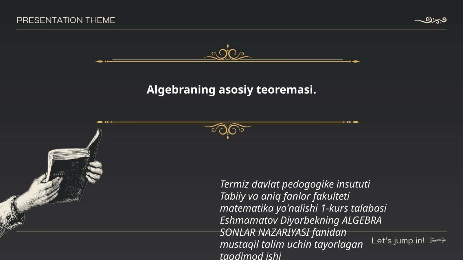 Algebraning asosiy teoremasi 1