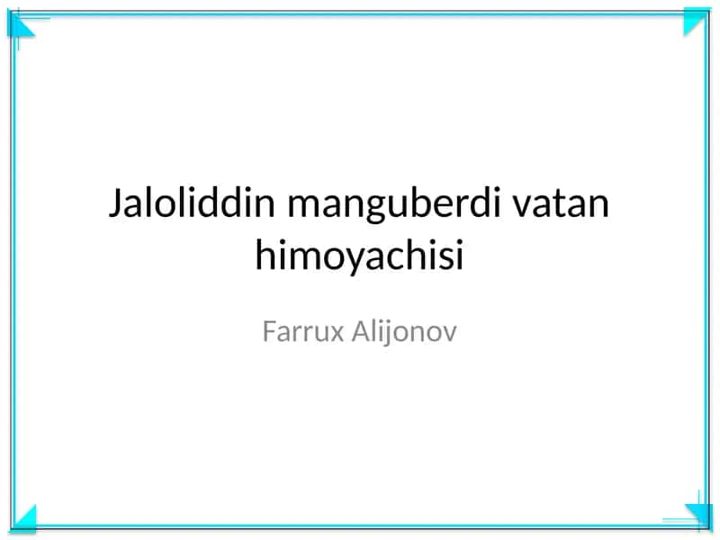 Jaloliddin Manguberdi Vatan Himoyachisi 1