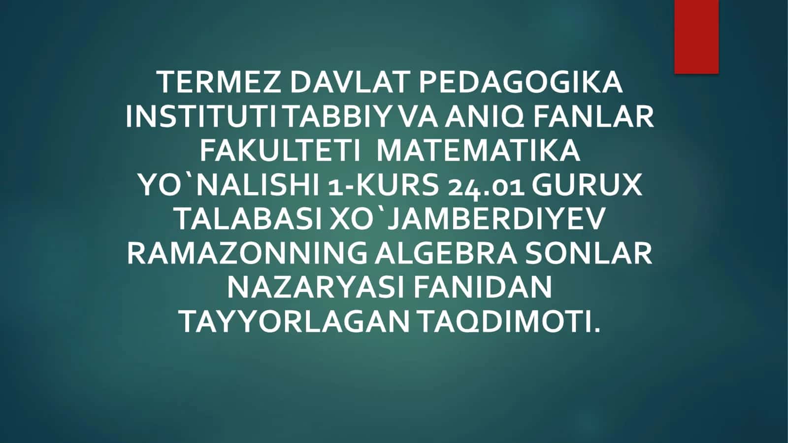SHTURM TEOREMASI VA UNING TATBIQLARI 1