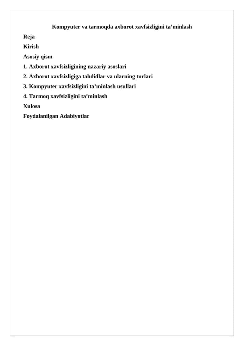 Axbarot xavfsizligi. 1