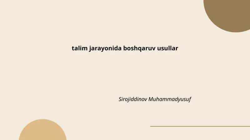 talim jarayonida boshqaruv usullar 1