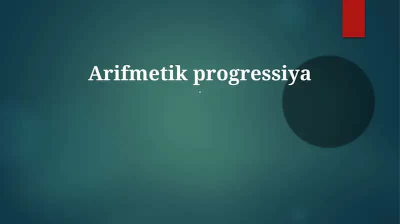 Arifmetik progressiya 1