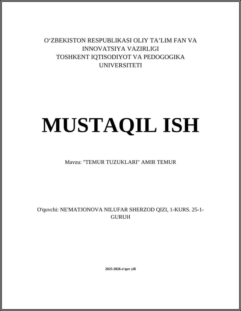 TEMUR TUZUKLARI 1