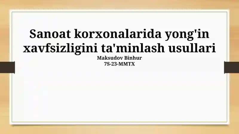 Yong'in xavfsizligi qoidalari va standartlari