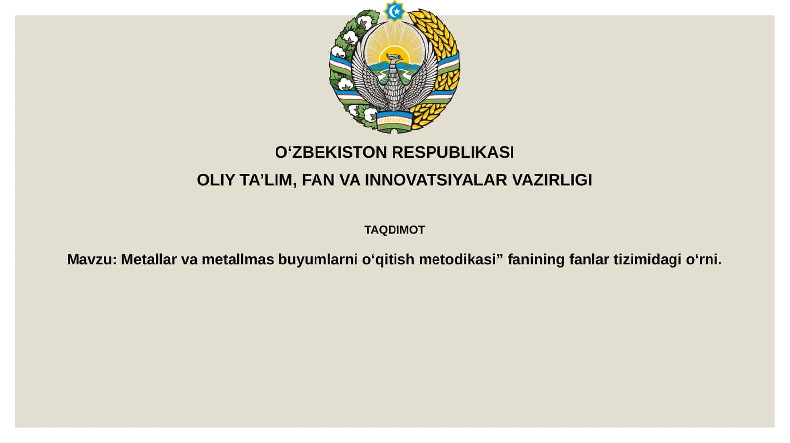 Metallar va metallmas buyumlarni o‘qitish metodikasi 1