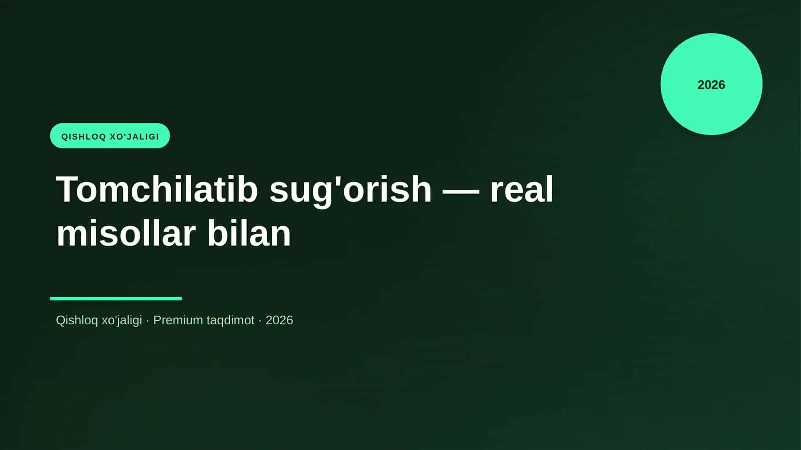 Tomchilatib sug'orish — real misollar bilan 1