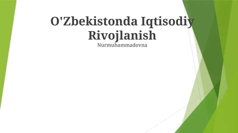 O'Zbekistonda Iqtisodiy Rivojlanish