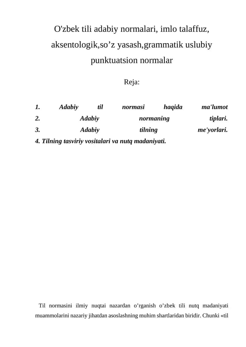 O'zbek tili adabiy normalari 1