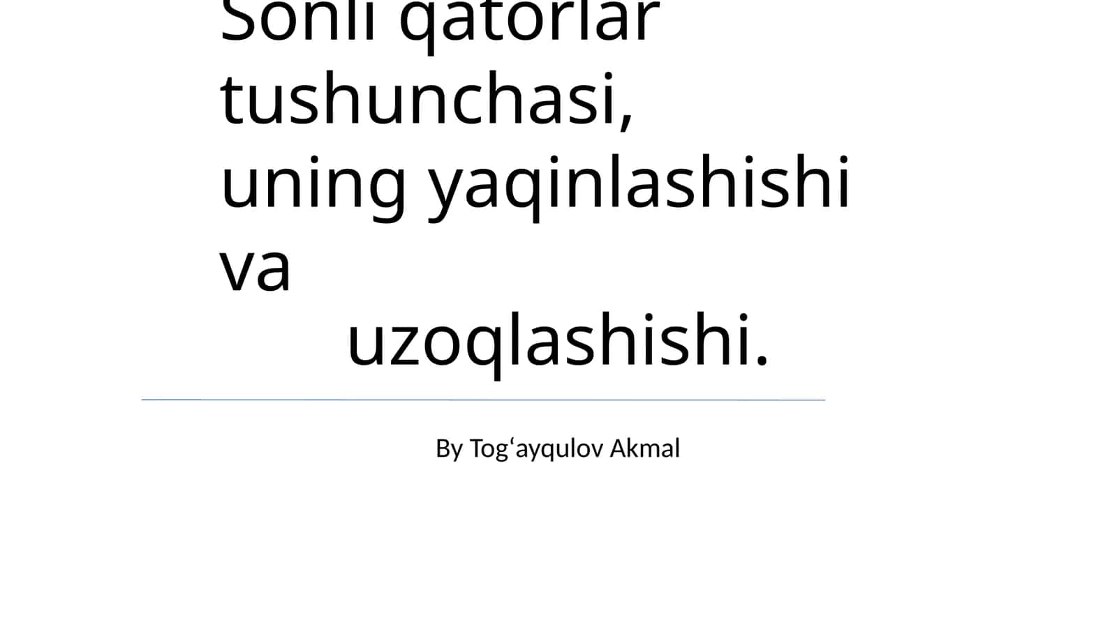Sonli qatorlar tushunchasi 1