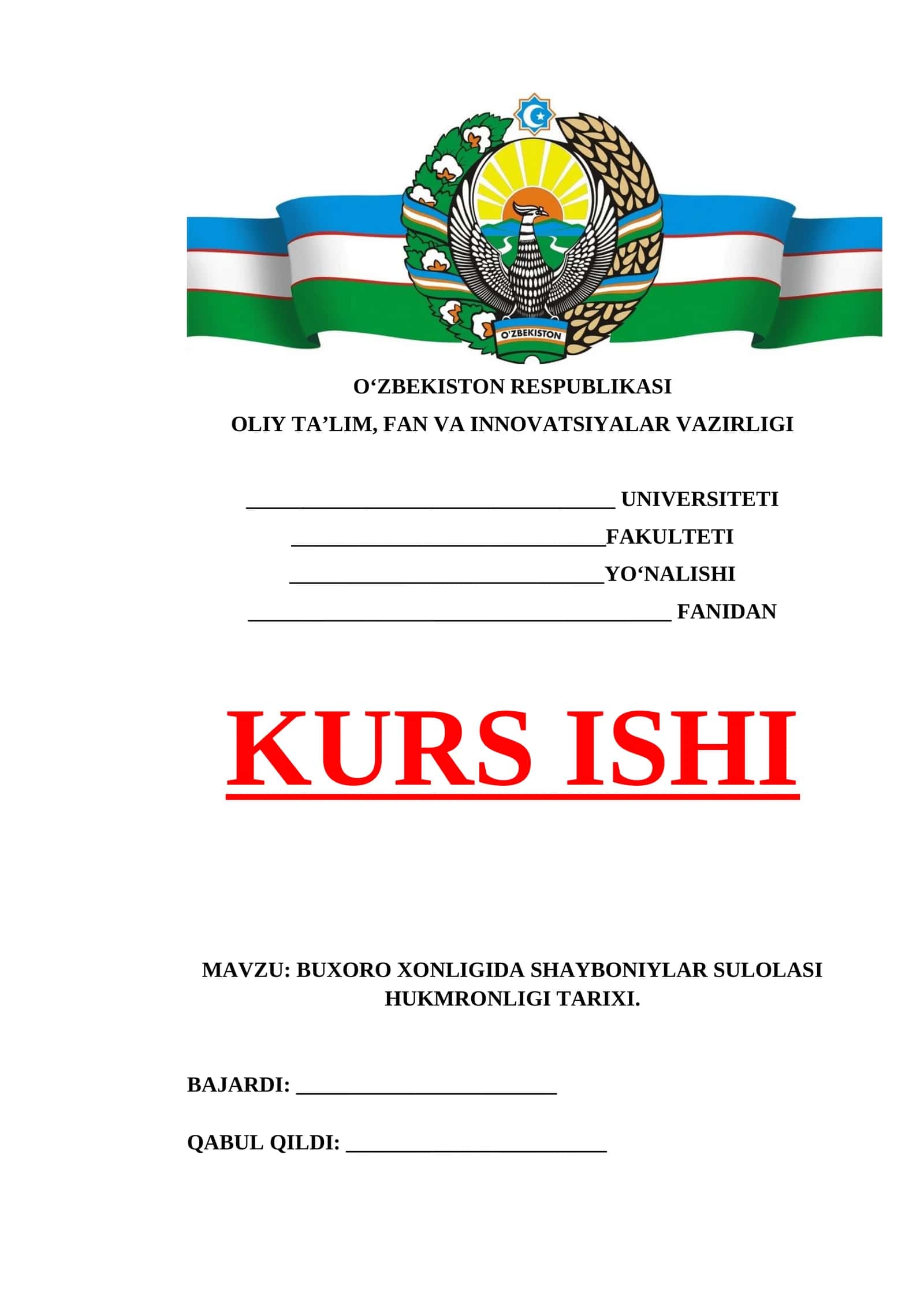 BUXORO XONLIGIDA SHAYBONIYLAR SULOLASI HUKMRONLIGI TARIXI. 1