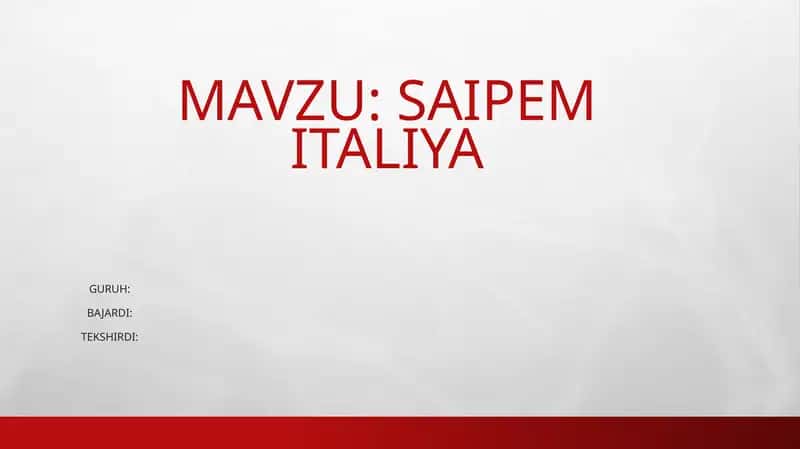 SAIPEM Italiya 1
