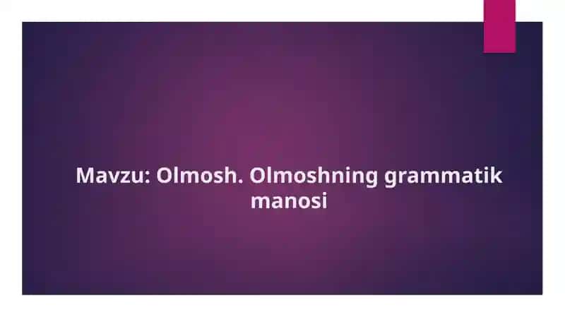 Olmosh. Olmoshning grammatik manosi