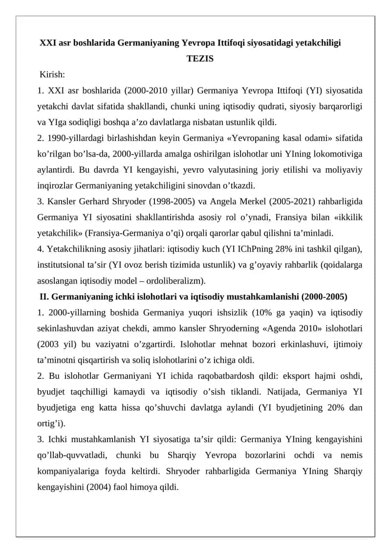 Germaniyaning Yevropa Ittifoqi siyosati 1