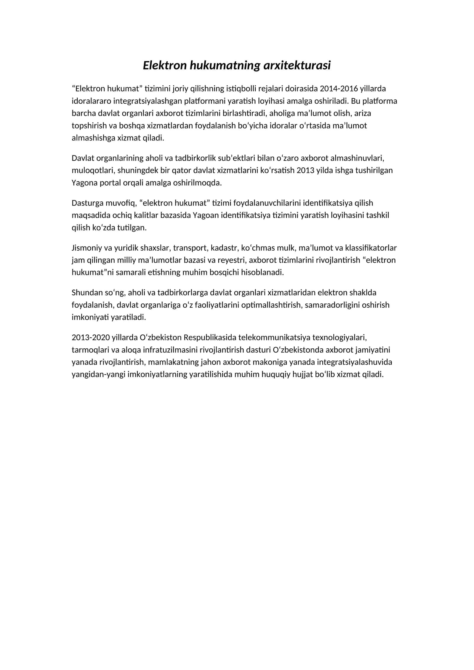 Elektron hukumatning arxitekturasi 1