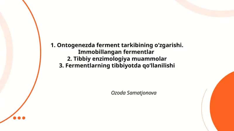 Ontogenezda ferment tarkibining oʻzgarishi 1