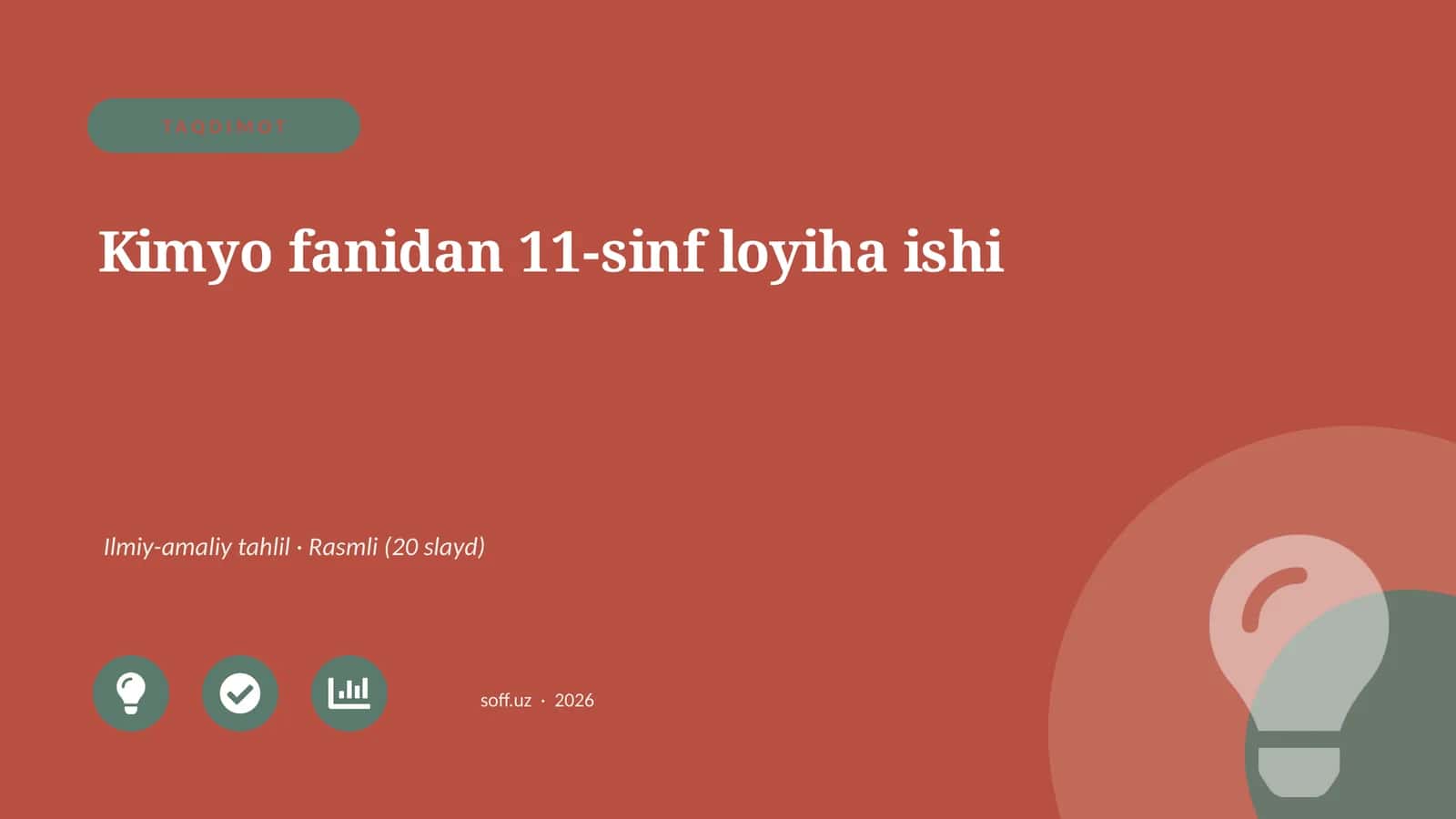 Kimyo fanidan 11-sinf loyiha ishi 1
