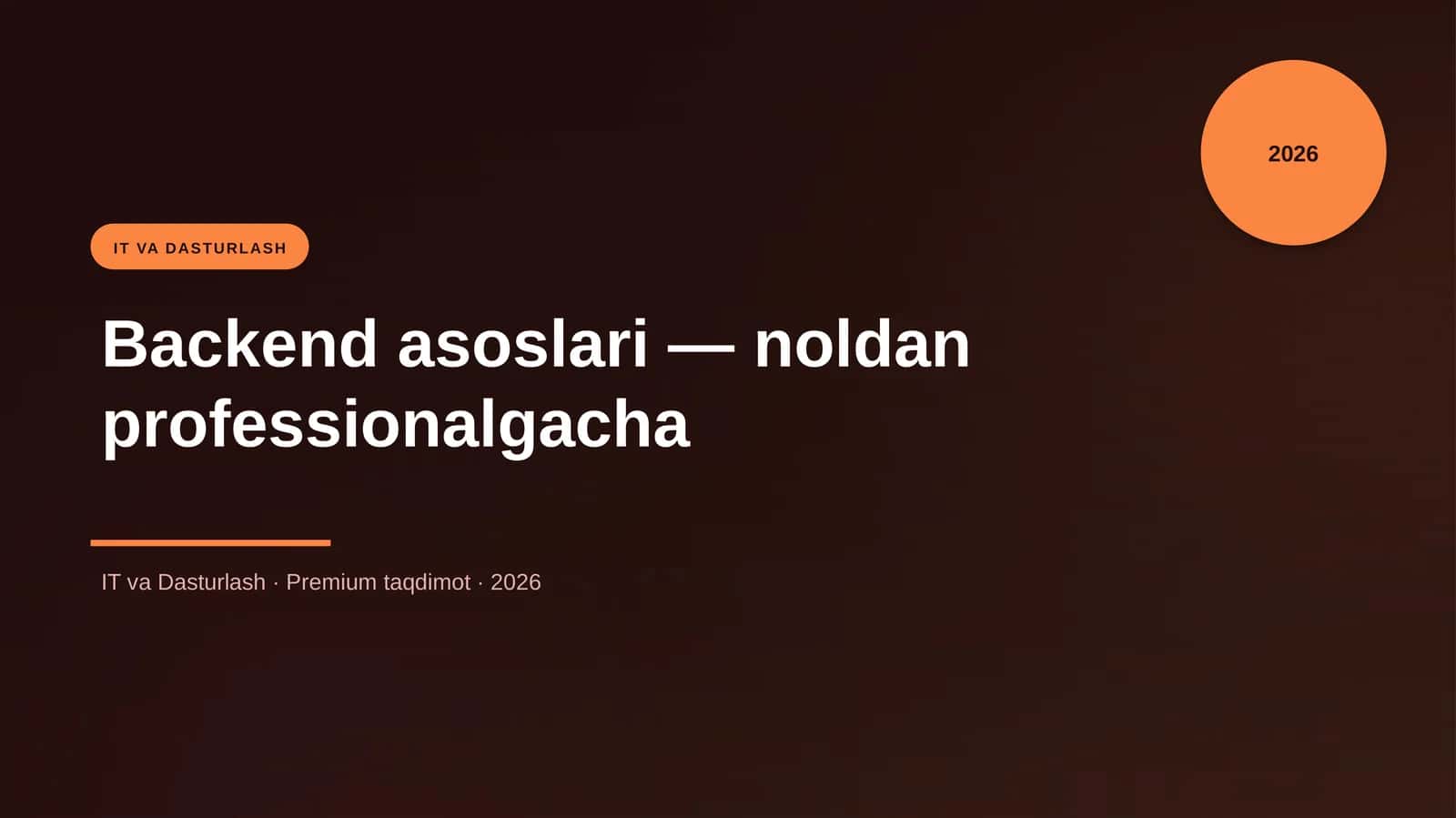Backend asoslari - noldan professionalgacha 1