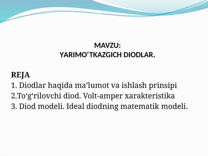 YARIMO‘TKAZGICH DIODLAR 1