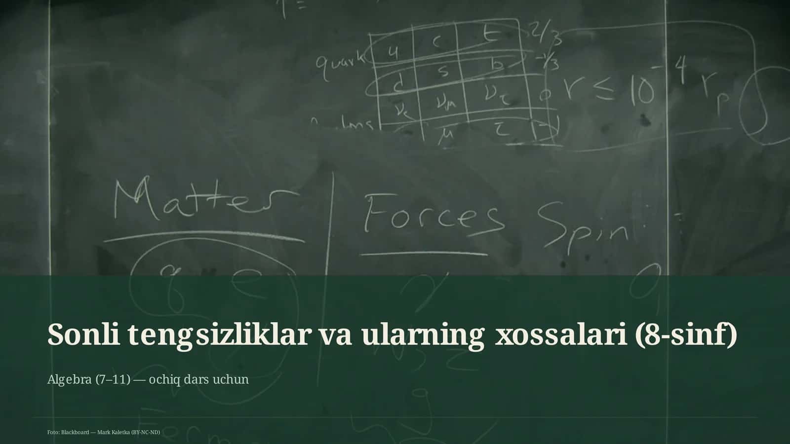 Sonli tengsizliklar va ularning xossalari (8-sinf) 1