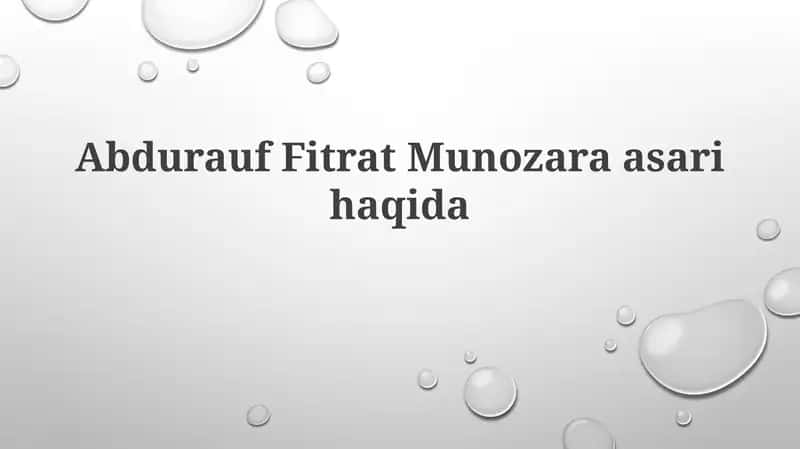 Fitratning "Munozara" Asarlari 1
