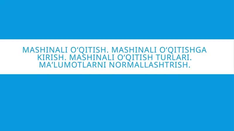Mashinalioʻqitish 1