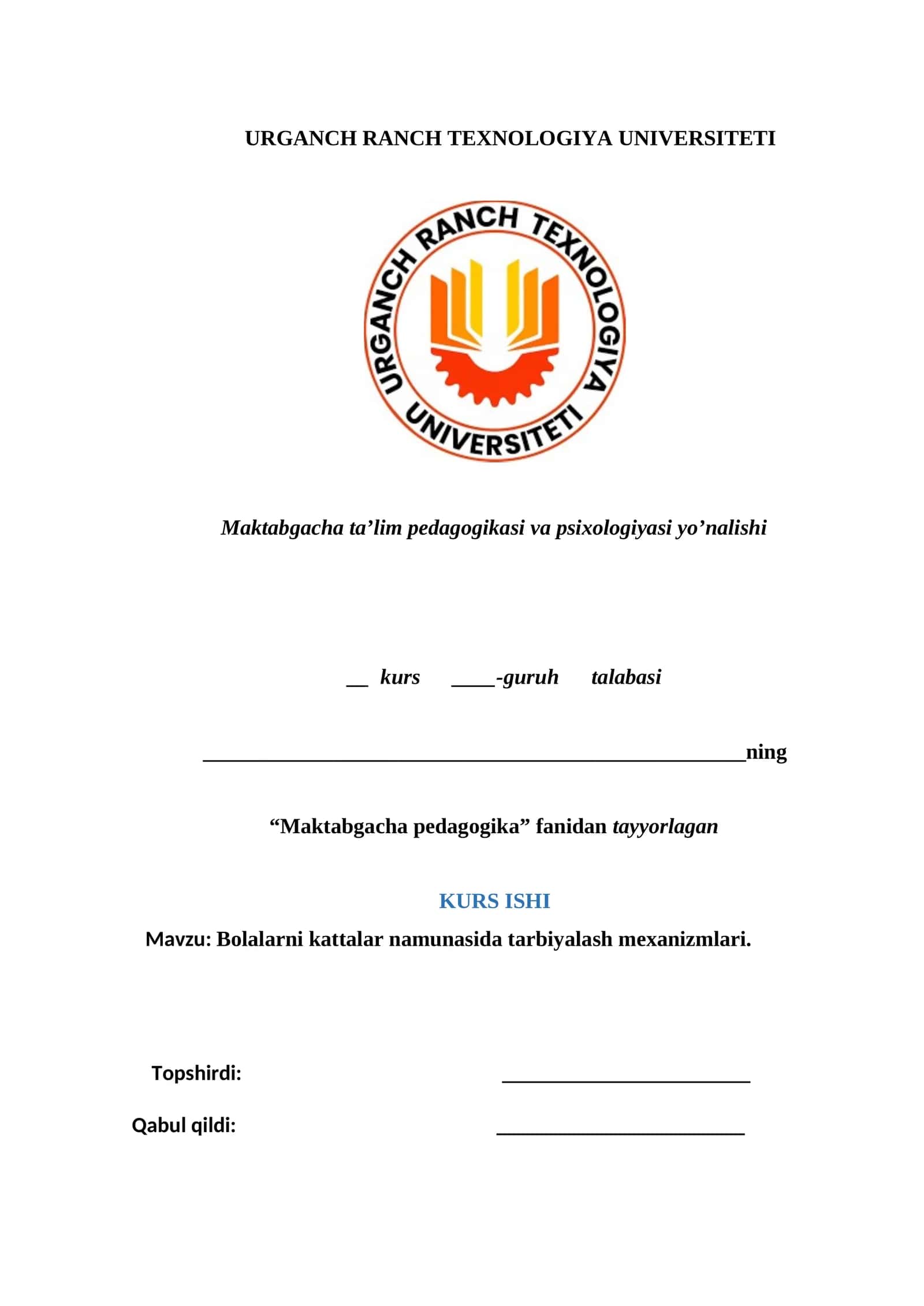KATTALAR NAMUNASI TARBIYALASH 1