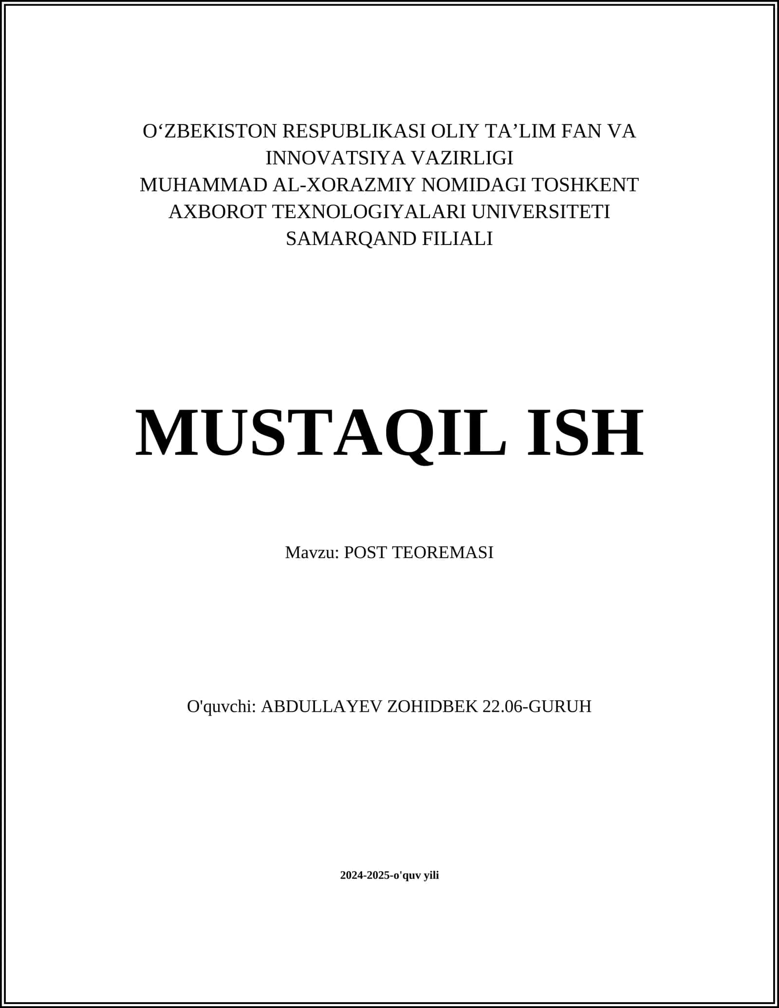 POST TEOREMASI 1