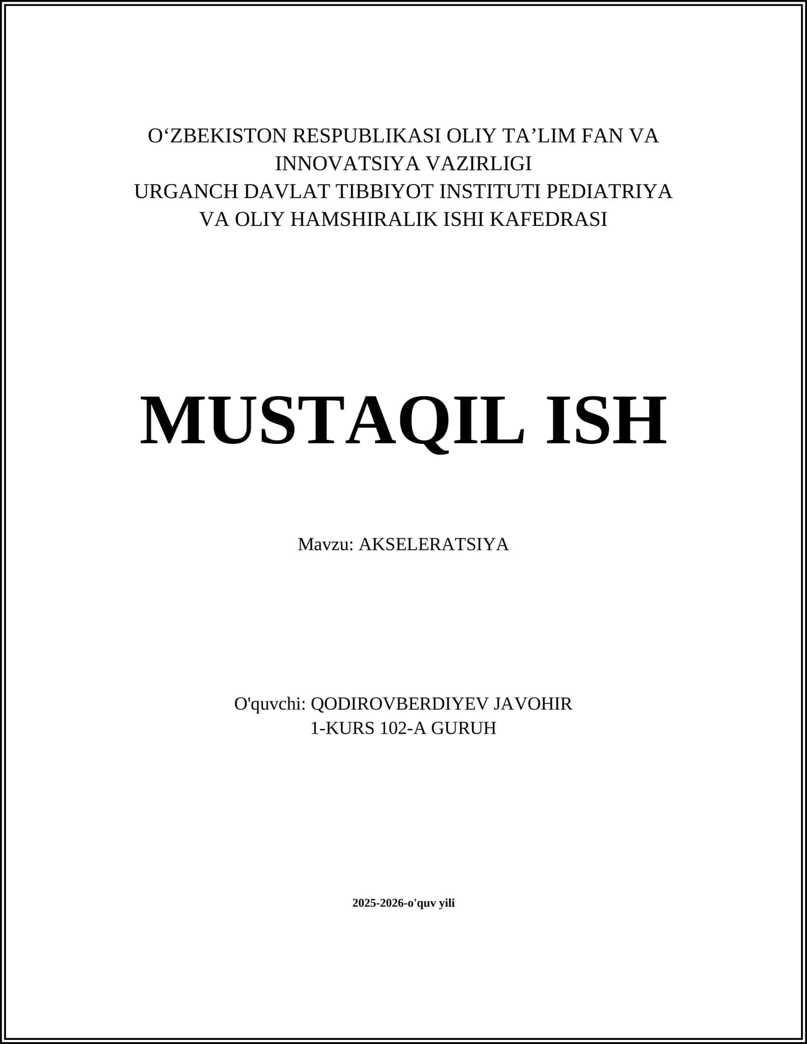 AKSELERATSIYA 1