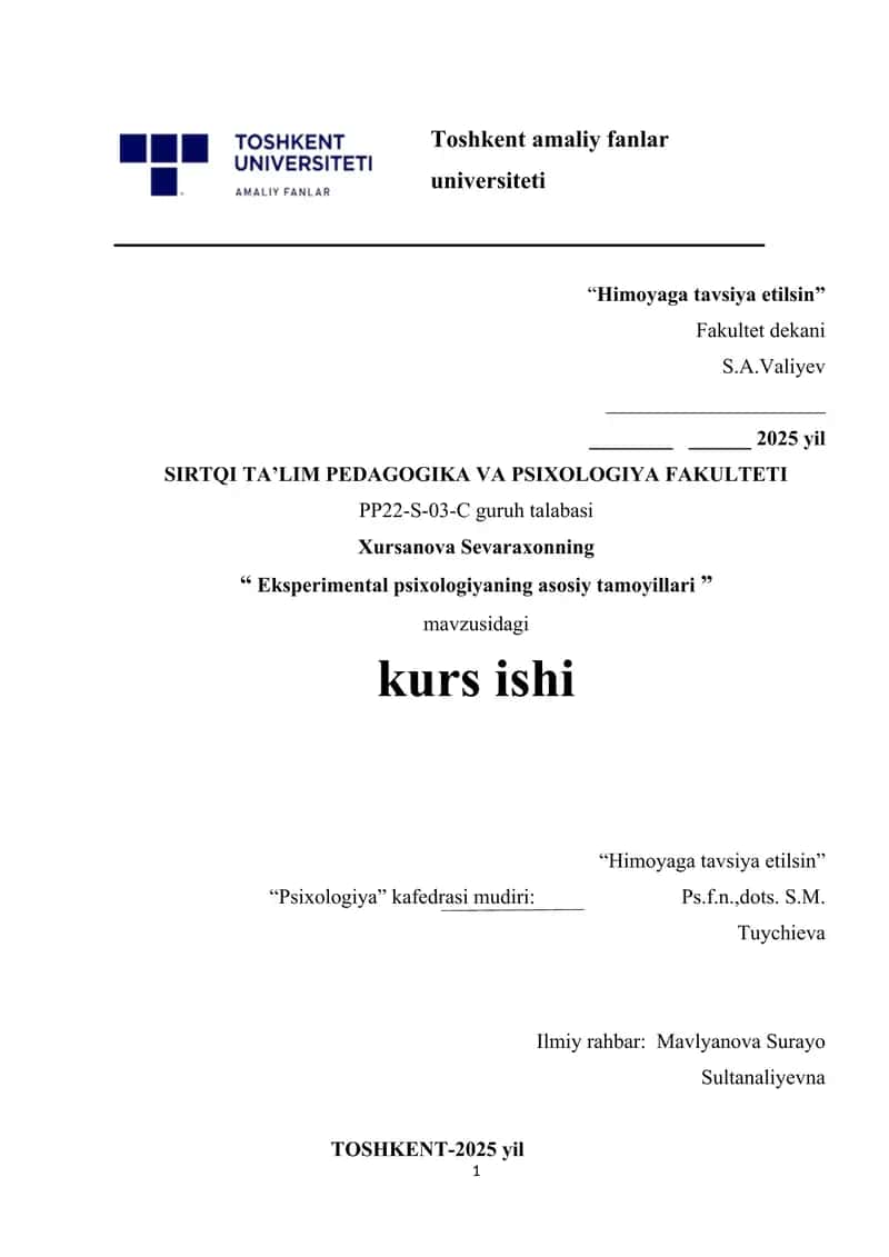 Eksperimental psixologiyaning asosiy tamoyillari 1