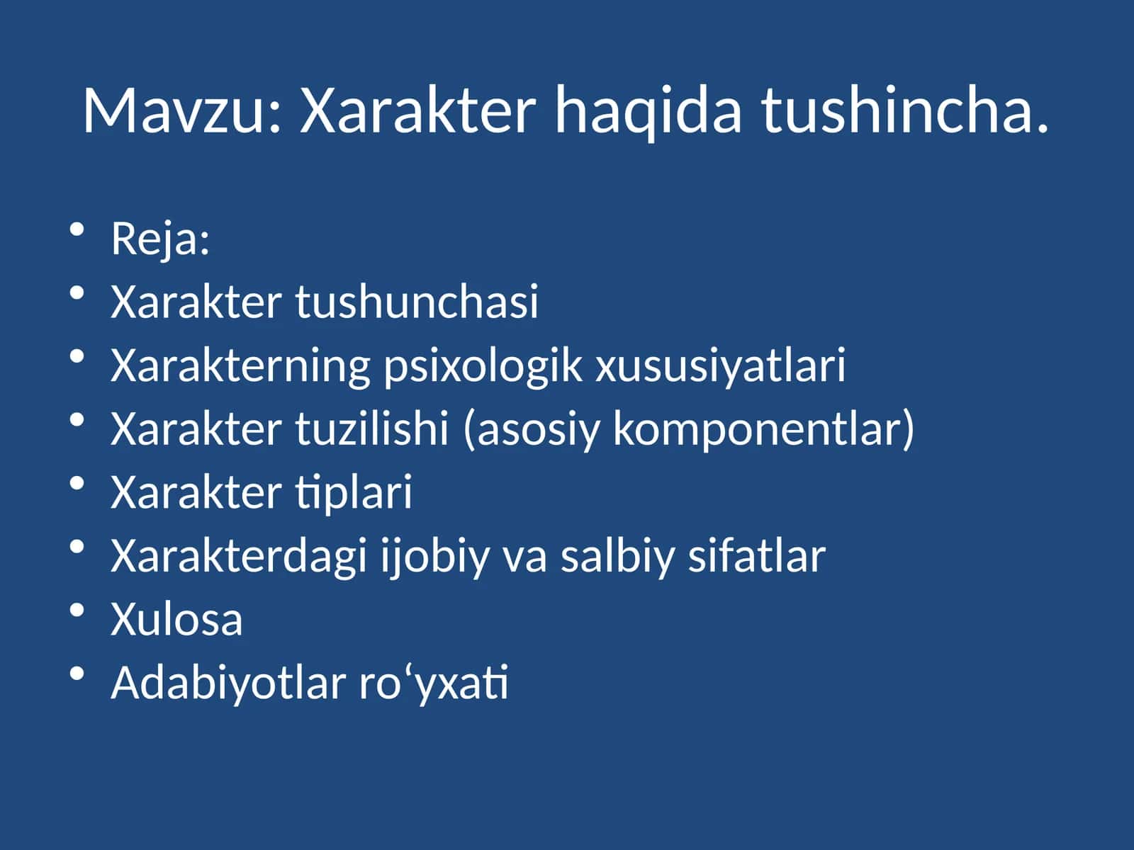 Xarakter haqida tushincha 1