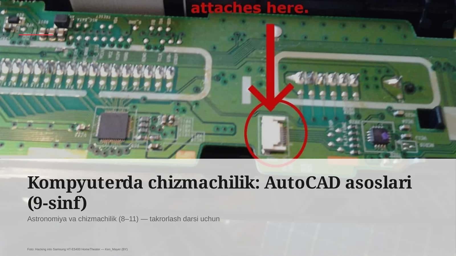 Kompyuterda chizmachilik: AutoCAD asoslari (9-sinf) 1