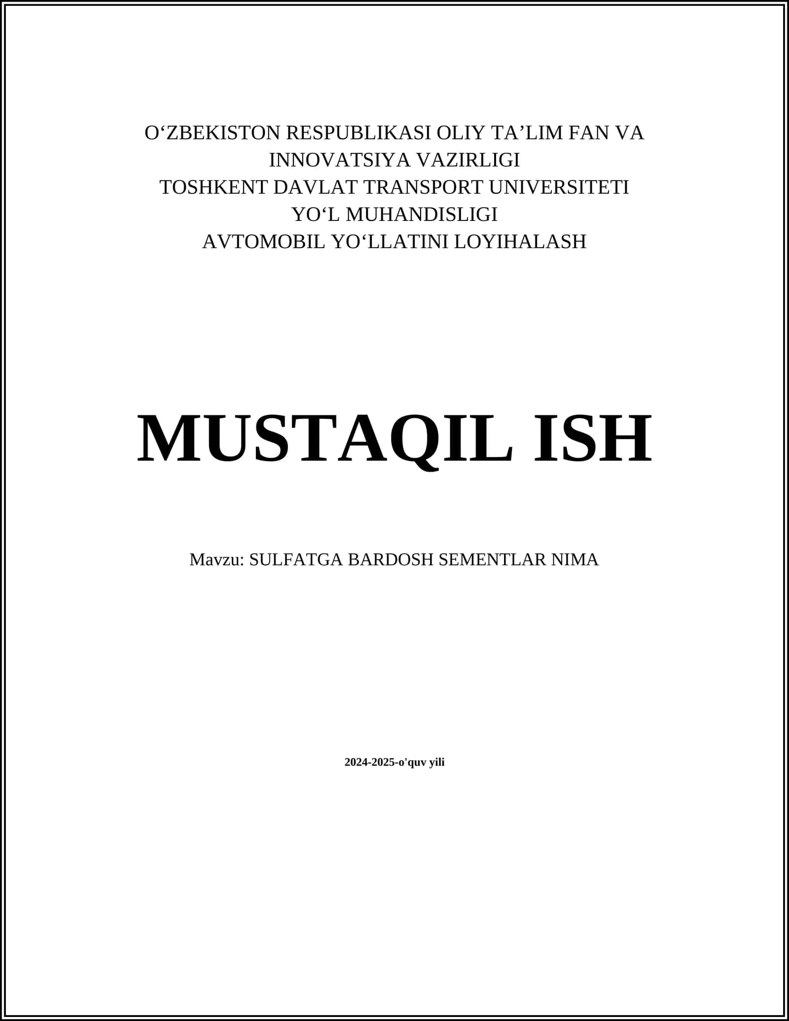 Sulfatga bardosh sementlarning turlari 1