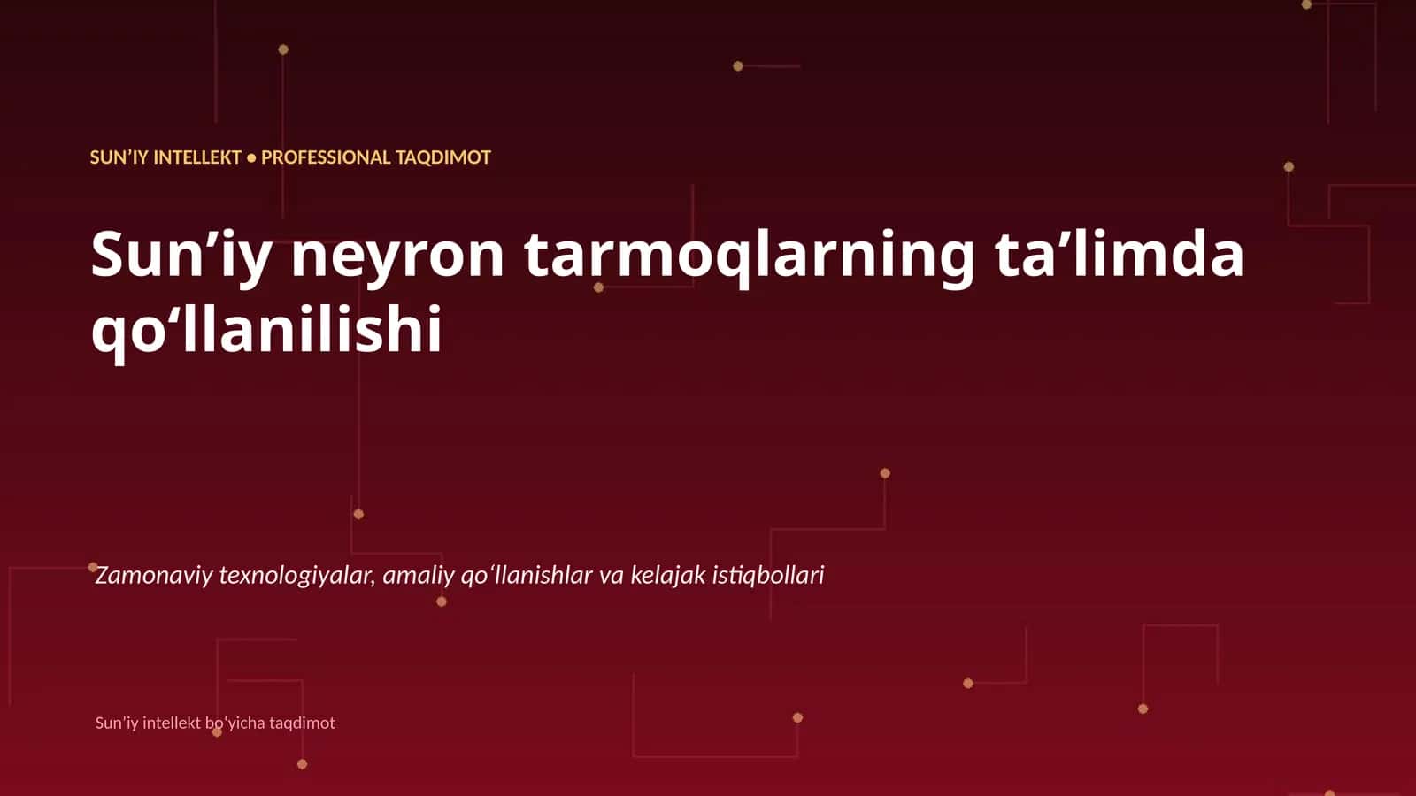 Sunʼiy neyron tarmoqlarning taʼlimda qoʻllanilishi 1