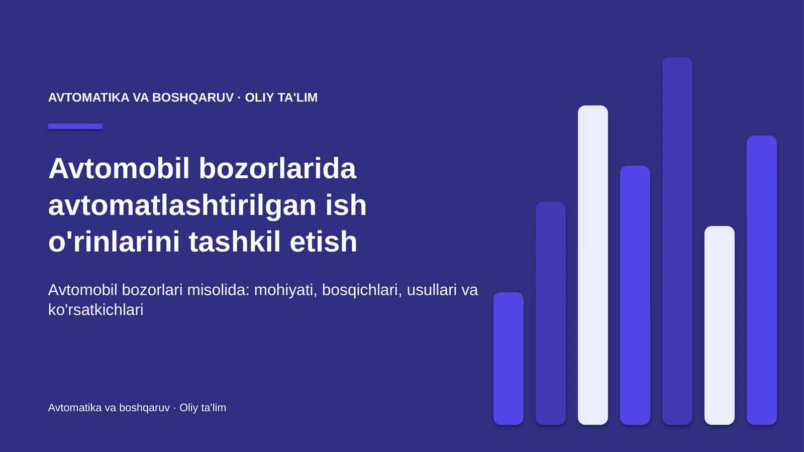 Avtomatika va boshqaruv · Oliy ta'lim 1