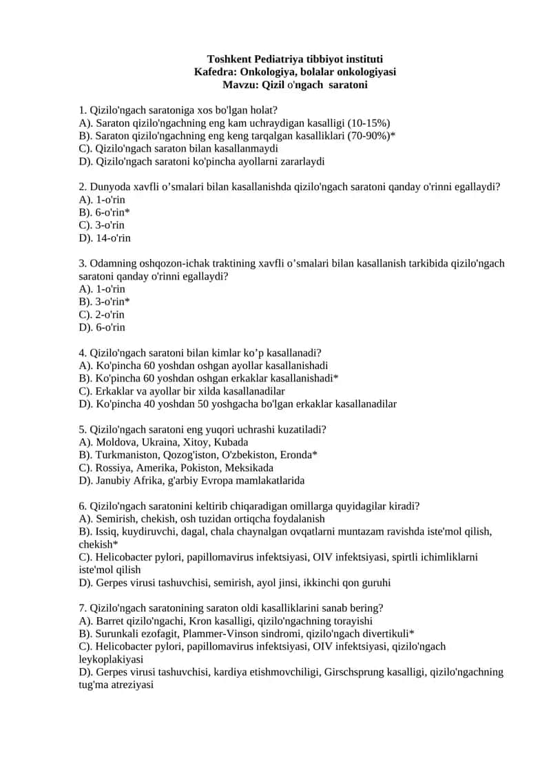 Qizil o'ngach saratoni 1