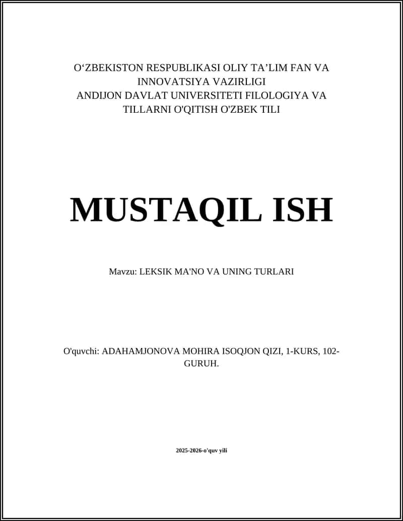 LEKSIK MA'NO VA UNING TURLARI 1