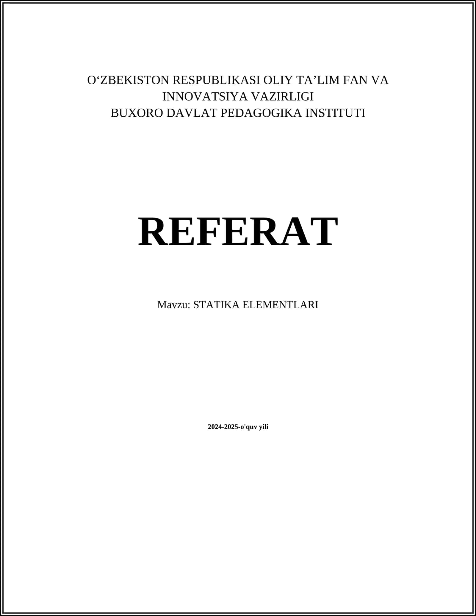 STATIKA ELEMENTLARI 1