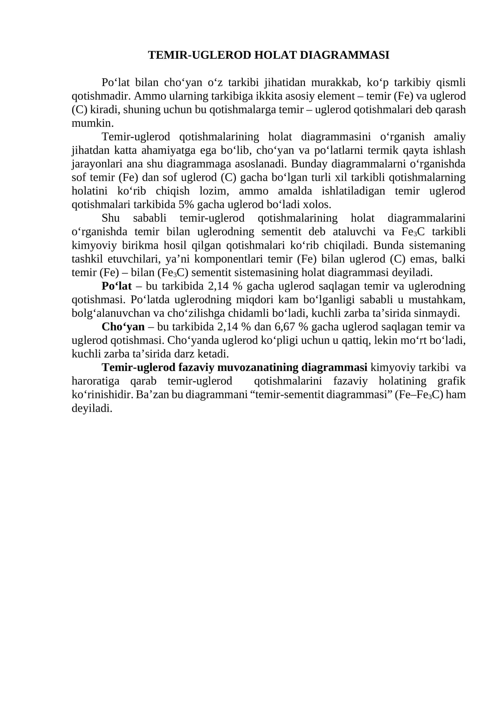 TEMIR-UGLEROD HOLAT DIAGRAMMASI 1