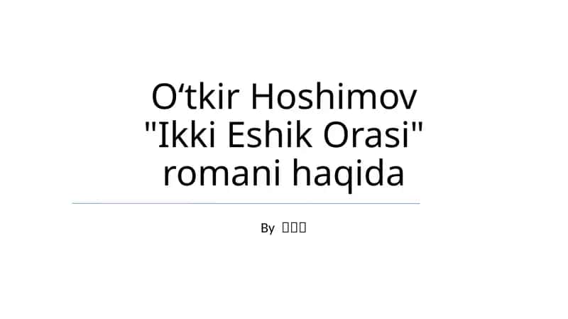 Ikki Eshik Orasi 1