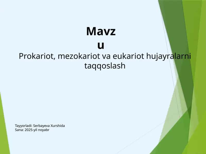 Prokariot, mezokariot va eukariot hujayralarni taqqoslash 1