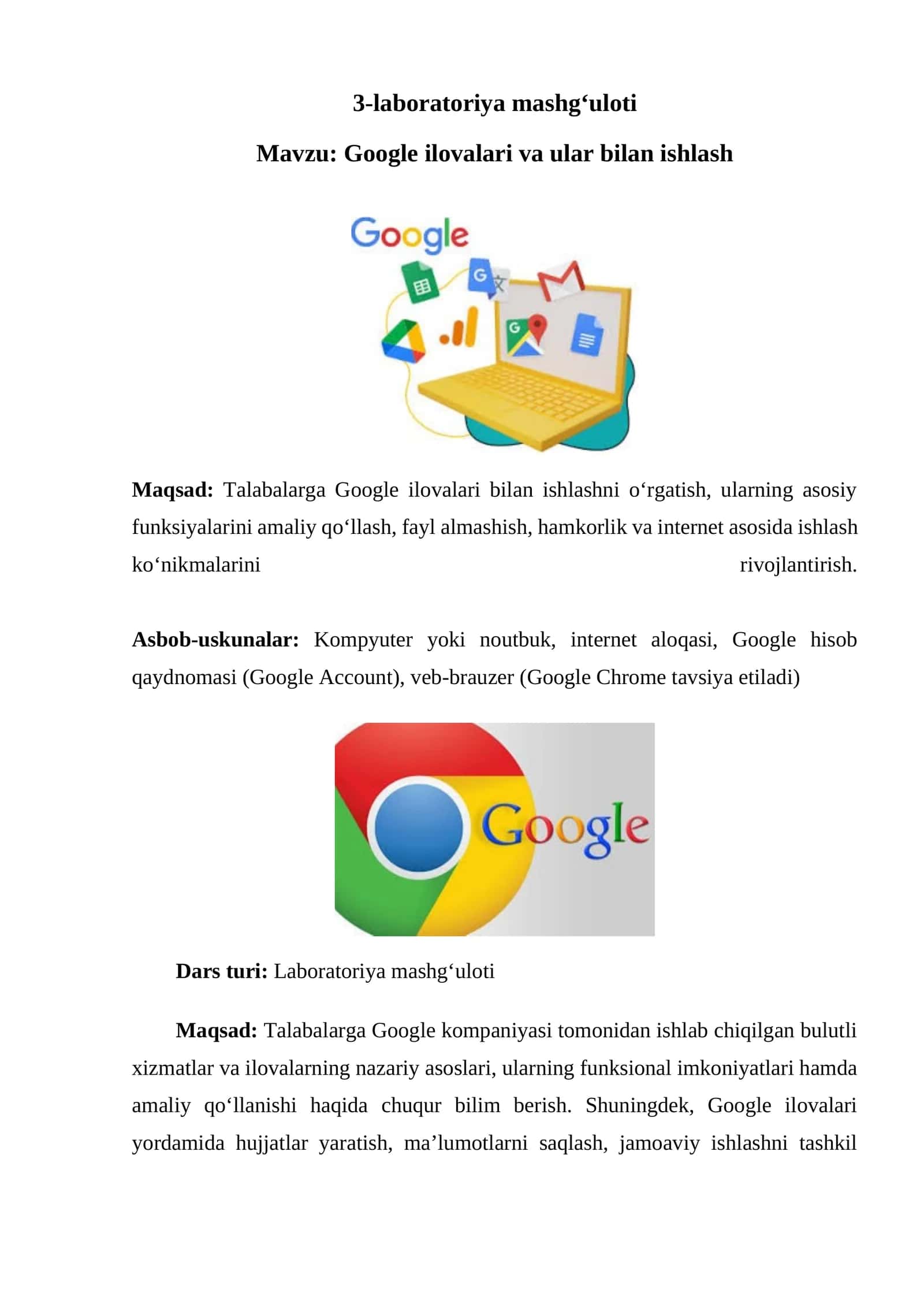 Google ilovalari va ular bilan ishlash 1